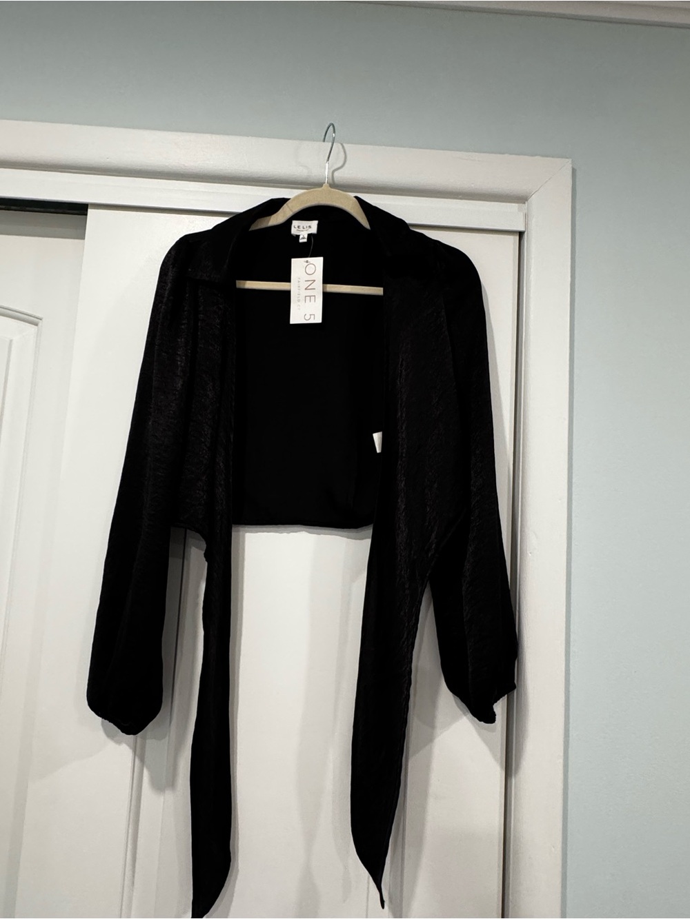 Black Open-Front Women's Tie Shirt